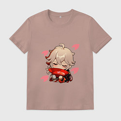 Мужская футболка Маленький Казуха ест геншин импакт