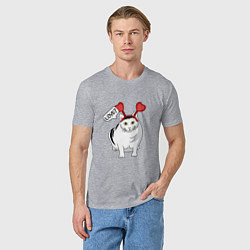 Футболка хлопковая мужская Кот Бендер Мем Love, цвет: меланж — фото 2