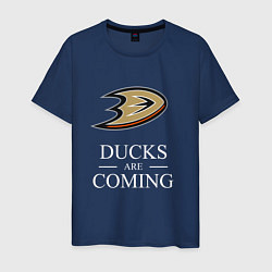 Футболка хлопковая мужская Ducks Are Coming, Анахайм Дакс, Anaheim Ducks, цвет: тёмно-синий