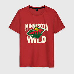 Футболка хлопковая мужская Миннесота Уайлд, Minnesota Wild, цвет: красный