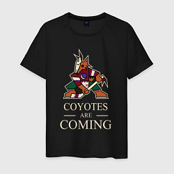 Футболка хлопковая мужская Coyotes are coming, Аризона Койотис, Arizona Coyot, цвет: черный