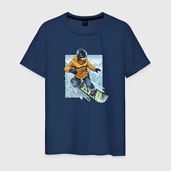Футболка хлопковая мужская Арт Сноубордиста!, цвет: тёмно-синий