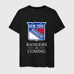 Футболка хлопковая мужская Rangers are coming, Нью Йорк Рейнджерс, New York R, цвет: черный