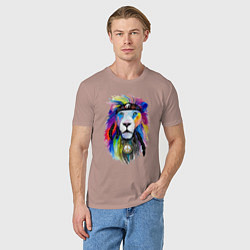 Футболка хлопковая мужская Color lion! Neon!, цвет: пыльно-розовый — фото 2