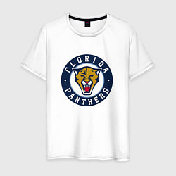 Футболка хлопковая мужская Florida Panthers Флорида Пантерз Логотип, цвет: белый