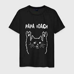 Футболка хлопковая мужская Papa Roach Рок кот, цвет: черный