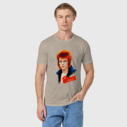 Футболка хлопковая мужская David Bowie Blue Jacket, цвет: миндальный — фото 2