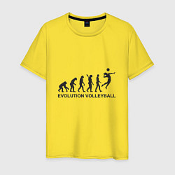 Футболка хлопковая мужская Эволюция - Волейбол, цвет: желтый