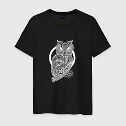 Футболка хлопковая мужская Celtic Owl, цвет: черный