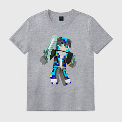 Футболка хлопковая мужская Minecraft Warrior!, цвет: меланж