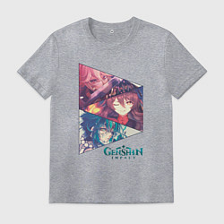 Футболка хлопковая мужская Кадзуха, Ху Тао, Сяо, цвет: меланж