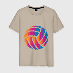 Футболка хлопковая мужская Ball Volleyball, цвет: миндальный