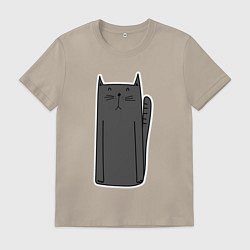 Футболка хлопковая мужская Черный длинный кот, цвет: миндальный