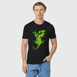 Футболка хлопковая мужская Ящерица Lizard, цвет: черный — фото 2