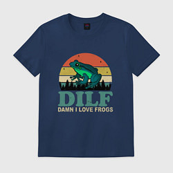 Футболка хлопковая мужская I love frogs, цвет: тёмно-синий