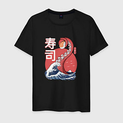 Футболка хлопковая мужская Kraken Kawaii Sushi, цвет: черный