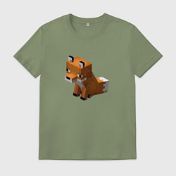 Футболка хлопковая мужская Милая лиса из Майнкрафта, цвет: авокадо