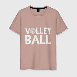 Футболка хлопковая мужская Спорт Волейбол, цвет: пыльно-розовый