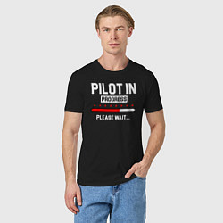 Футболка хлопковая мужская Pilot In Progress, цвет: черный — фото 2