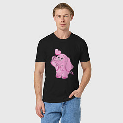 Футболка хлопковая мужская Розовый слонёнок, цвет: черный — фото 2