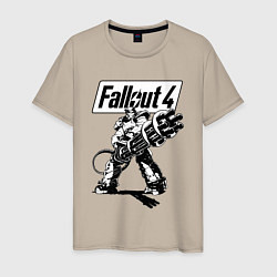 Футболка хлопковая мужская Fallout 4 Hero!, цвет: миндальный