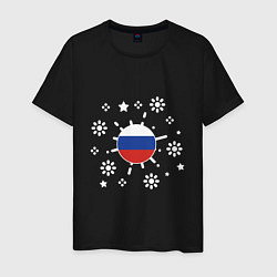 Футболка хлопковая мужская Russian Snow, цвет: черный