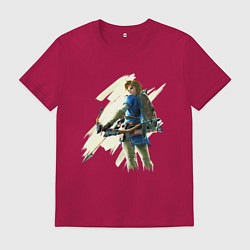 Футболка хлопковая мужская Link с луком, цвет: маджента