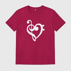 Мужская футболка Сердце Скрипичный и Басовый Ключи