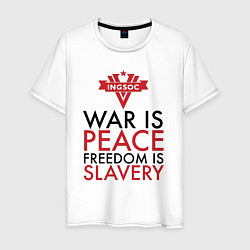Футболка хлопковая мужская War is peace freedom is slavery, цвет: белый