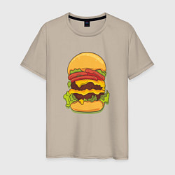 Футболка хлопковая мужская Самый вкусный гамбургер, цвет: миндальный