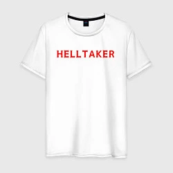 Футболка хлопковая мужская Helltaker logo, цвет: белый