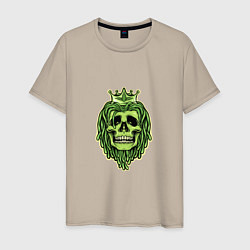 Футболка хлопковая мужская Green Skull, цвет: миндальный