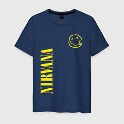 Футболка хлопковая мужская Nirvana нирвана смайл, цвет: тёмно-синий