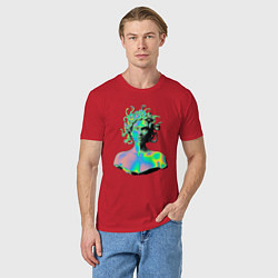 Футболка хлопковая мужская Gorgon Medusa Vaporwave Neon, цвет: красный — фото 2