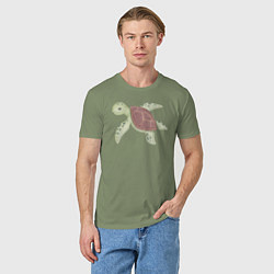 Футболка хлопковая мужская Милая Черепашка Плавает, цвет: авокадо — фото 2