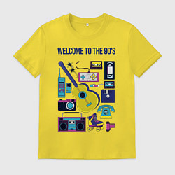Футболка хлопковая мужская Добро пожаловать в 90-е!, цвет: желтый