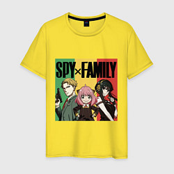 Футболка хлопковая мужская Семья шпиона на цветном фоне Spy x Family, цвет: желтый