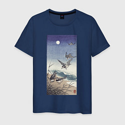 Футболка хлопковая мужская Birds at Full Moon Ласточки под луной, цвет: тёмно-синий