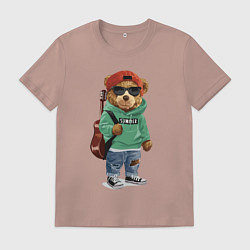 Мужская футболка Прикольный мишутка гитарист Cool teddy bear guitar