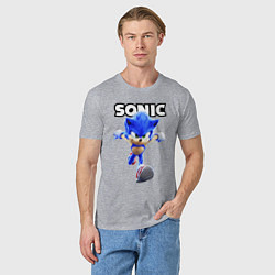 Футболка хлопковая мужская Sonic the Hedgehog 2, цвет: меланж — фото 2