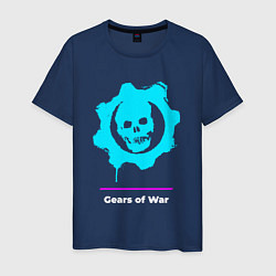 Футболка хлопковая мужская Gears of War в неоновых цветах, цвет: тёмно-синий