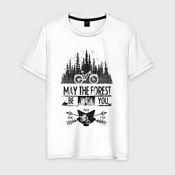 Футболка хлопковая мужская May the forest ride with you, цвет: белый