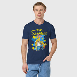 Футболка хлопковая мужская The SimpsonsСемейка Симпсонов, цвет: тёмно-синий — фото 2