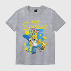 Футболка хлопковая мужская The SimpsonsСемейка Симпсонов, цвет: меланж
