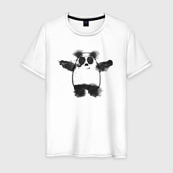 Футболка хлопковая мужская Акварельная панда, цвет: белый