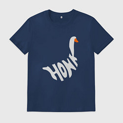 Футболка хлопковая мужская Honk White Гусь Белый, цвет: тёмно-синий