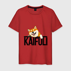 Футболка хлопковая мужская Kaifuli shiba inu, цвет: красный