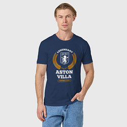 Футболка хлопковая мужская Лого Aston Villa и надпись Legendary Football Club, цвет: тёмно-синий — фото 2