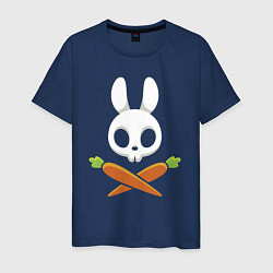Футболка хлопковая мужская Череп кролика с двумя морковками, цвет: тёмно-синий