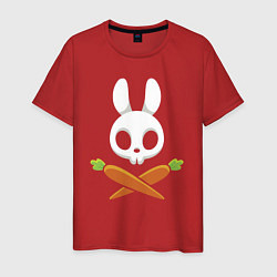 Футболка хлопковая мужская Череп кролика с двумя морковками, цвет: красный